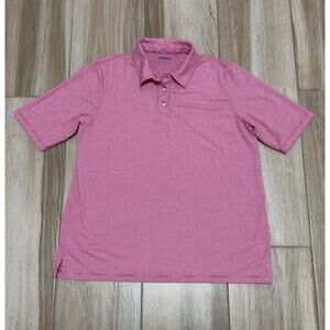 LANDS' END Shirt Men, Size Large Pink Short Sleeve, Performance Golf Lightweight
